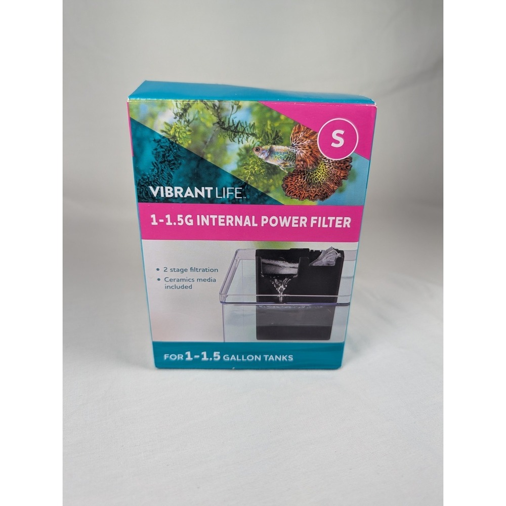 Vibrant Life Internal Power Aquarium Filter, 1-1.5 Gallon Tanks New In Box